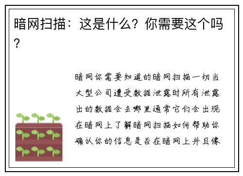 暗网扫描：这是什么？你需要这个吗？